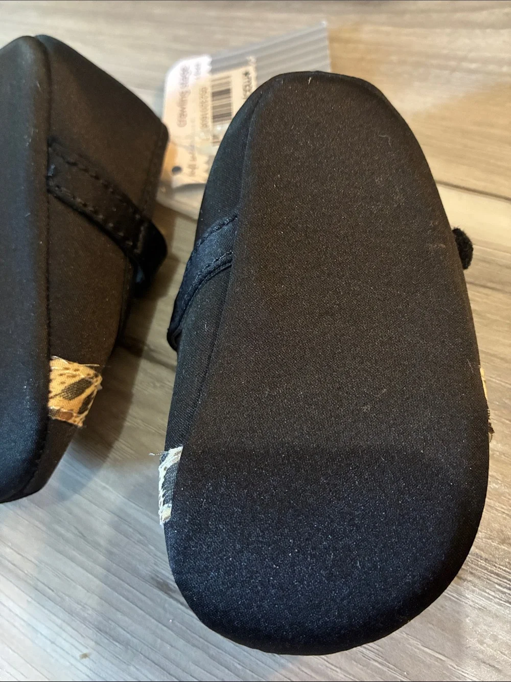 🖍️ First Impressions Black Baby Mary Jane Shoes with Leopard Bow